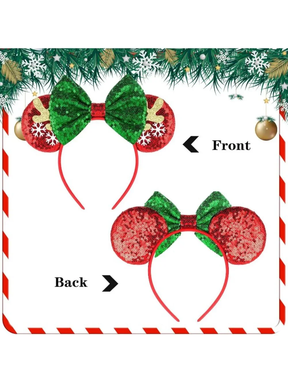 Women Green Red Cartoon Mickey Mouse Costume Headband For Cosplay